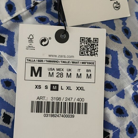 ZARA | Blue | PRINTED PANTS WITH POCKETS - Picture 5 of 9